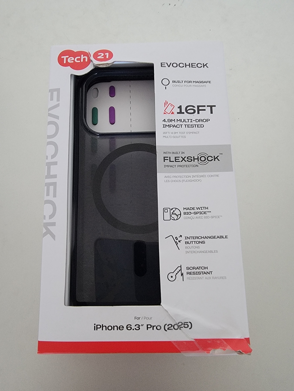 Tech21 EvoCheck Case for iPhone 17 Pro,  6.3" Pro (2025) - Black/Smoke